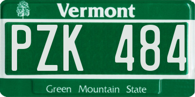 VT license plate PZK484