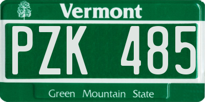 VT license plate PZK485