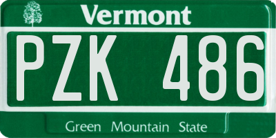 VT license plate PZK486