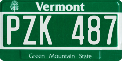 VT license plate PZK487