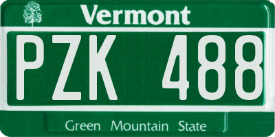 VT license plate PZK488