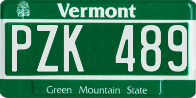 VT license plate PZK489