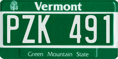 VT license plate PZK491
