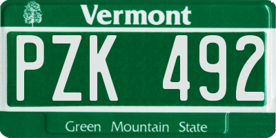 VT license plate PZK492