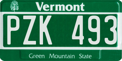 VT license plate PZK493