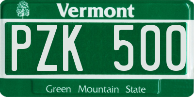 VT license plate PZK500