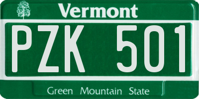 VT license plate PZK501
