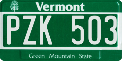 VT license plate PZK503