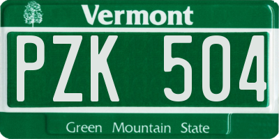 VT license plate PZK504