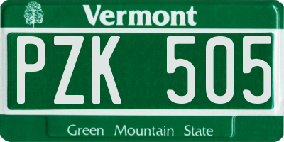 VT license plate PZK505