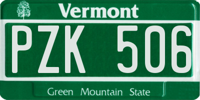 VT license plate PZK506