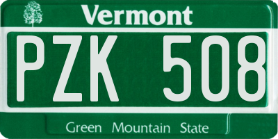 VT license plate PZK508