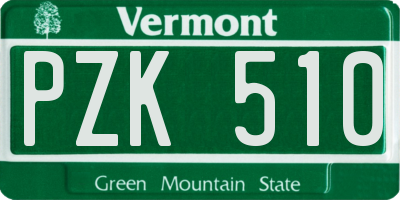 VT license plate PZK510