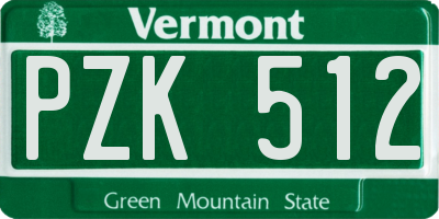 VT license plate PZK512