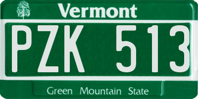 VT license plate PZK513
