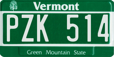 VT license plate PZK514