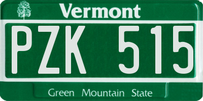 VT license plate PZK515