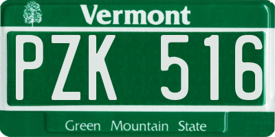 VT license plate PZK516