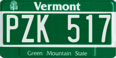 VT license plate PZK517
