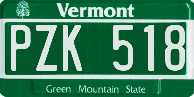 VT license plate PZK518