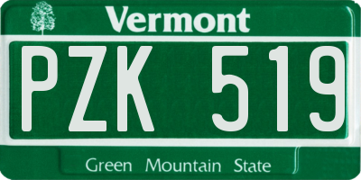 VT license plate PZK519