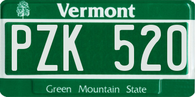 VT license plate PZK520