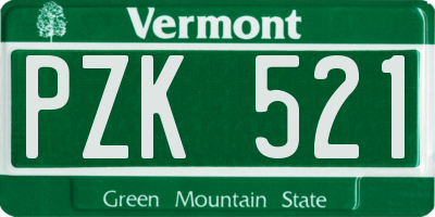 VT license plate PZK521