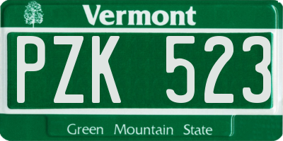 VT license plate PZK523