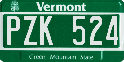 VT license plate PZK524