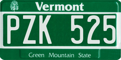 VT license plate PZK525