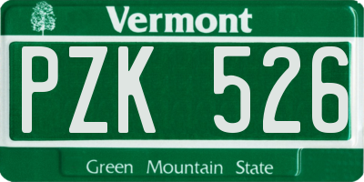 VT license plate PZK526