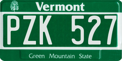 VT license plate PZK527