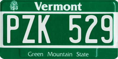 VT license plate PZK529
