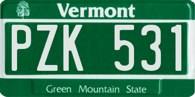 VT license plate PZK531