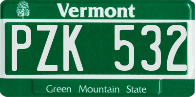VT license plate PZK532
