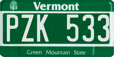 VT license plate PZK533