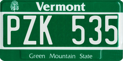 VT license plate PZK535