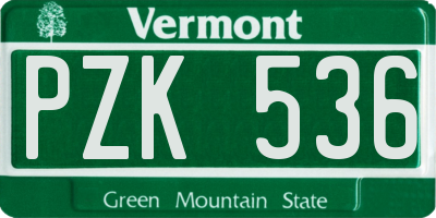 VT license plate PZK536