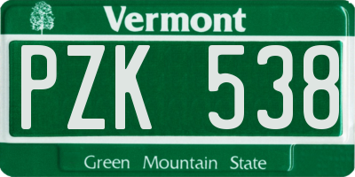 VT license plate PZK538