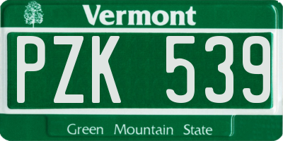 VT license plate PZK539
