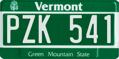 VT license plate PZK541
