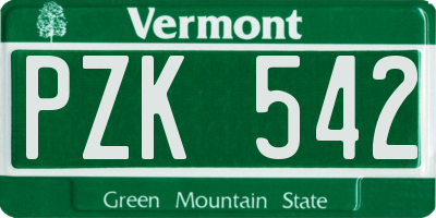 VT license plate PZK542