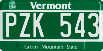 VT license plate PZK543