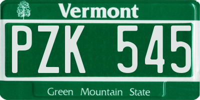 VT license plate PZK545
