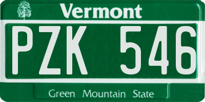 VT license plate PZK546