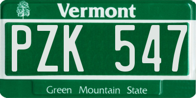 VT license plate PZK547