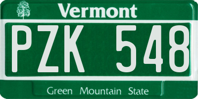 VT license plate PZK548