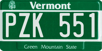 VT license plate PZK551