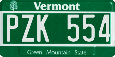 VT license plate PZK554