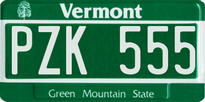 VT license plate PZK555